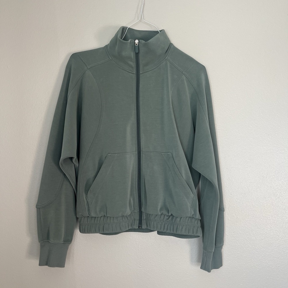 Lemon Sage Green Zip-Up Track Jacket